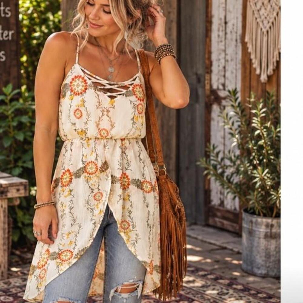 Maurices floral boho high low blouse Large